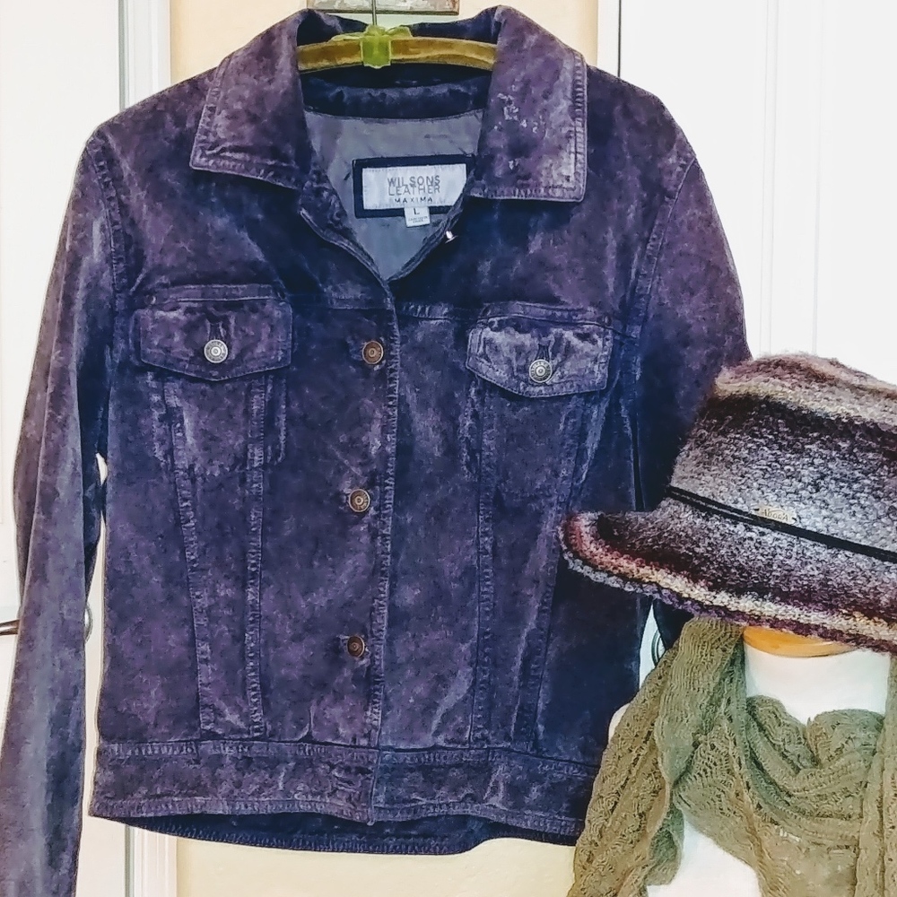 Wilson Leather Maxima Smokey Blue Suede Jacket